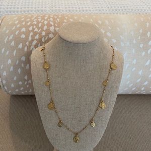 Long coin necklace. 31” long. Gold plated sterling silver stamped.